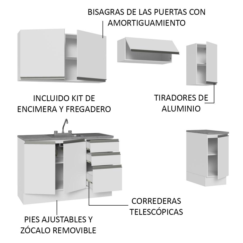 Foto 4 pulgar | Cocina Integral con Accesorios 240cm Glamy Blanco