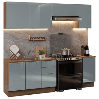 Foto 1 | Cocina Integral Madesa Lux 240cm con Accesorios - Marrón/Gris