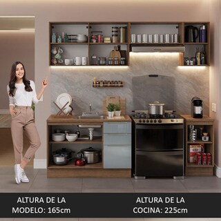 Foto 4 | Cocina Integral Madesa Lux 240cm con Accesorios - Marrón/Gris