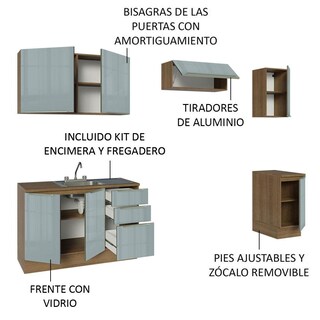 Foto 6 | Cocina Integral Madesa Lux 240cm con Accesorios - Marrón/Gris