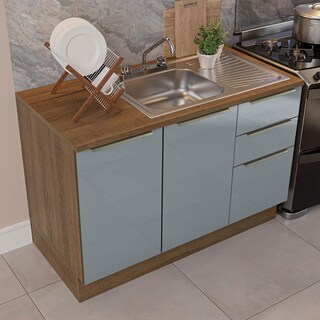 Foto 7 | Cocina Integral Madesa Lux 240cm con Accesorios - Marrón/Gris
