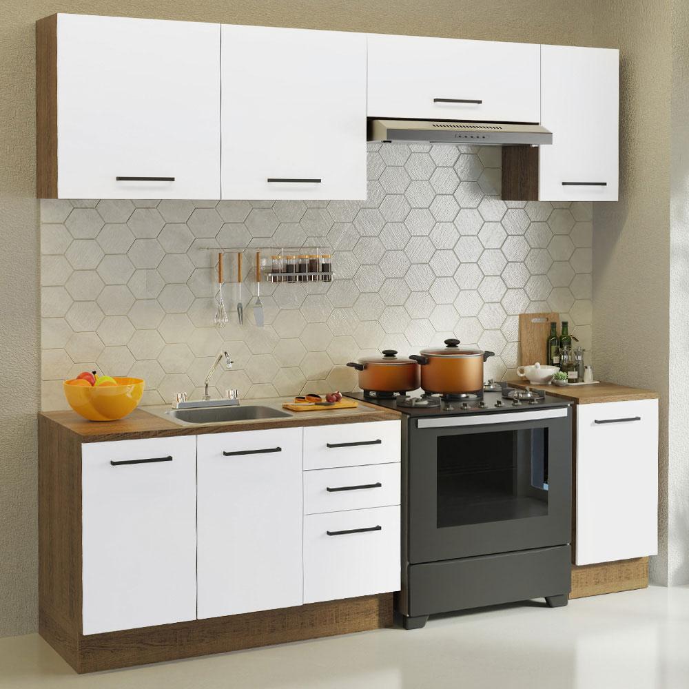 Foto 2 | Cocina Integral Agata Marrón/Blanco con Accesorios y Tarja Incluida 240 x 60cm