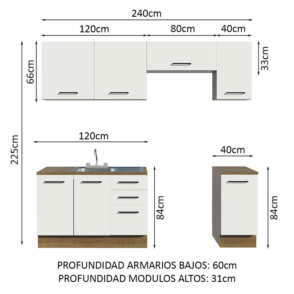 Foto 4 pulgar | Cocina Integral Agata Marrón/Blanco con Accesorios y Tarja Incluida 240 x 60cm