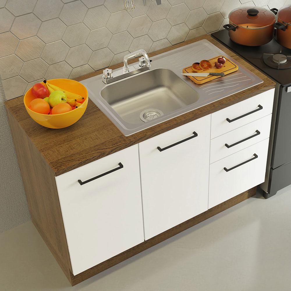 Foto 8 pulgar | Cocina Integral Agata Marrón/Blanco con Accesorios y Tarja Incluida 240 x 60cm