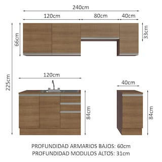 Foto 3 | Cocina Integral con Accesorios 240cm Glamy Marrón