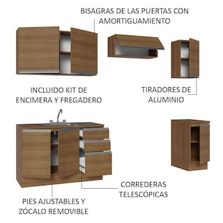 Foto 4 | Cocina Integral con Accesorios 240cm Glamy Marrón