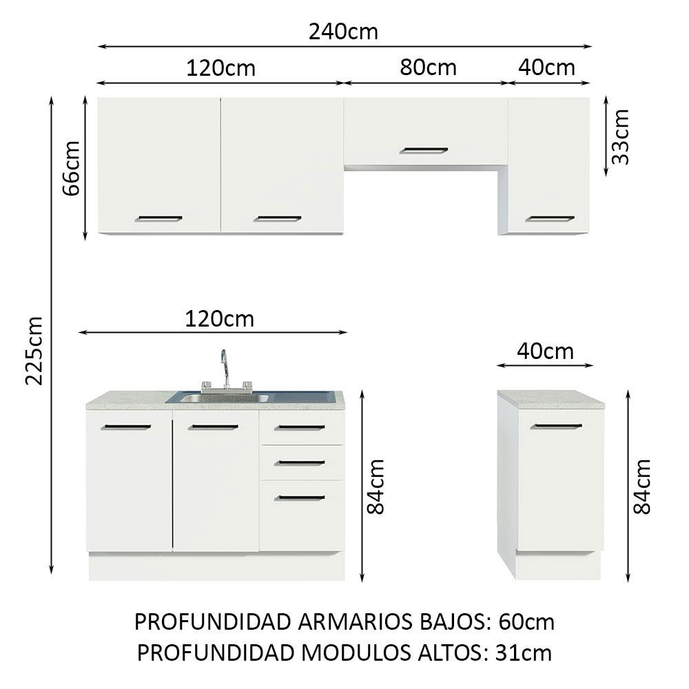 Foto 4 pulgar | Cocina Integral Madesa Agata Blanco con Accesorios 240 x 60cm