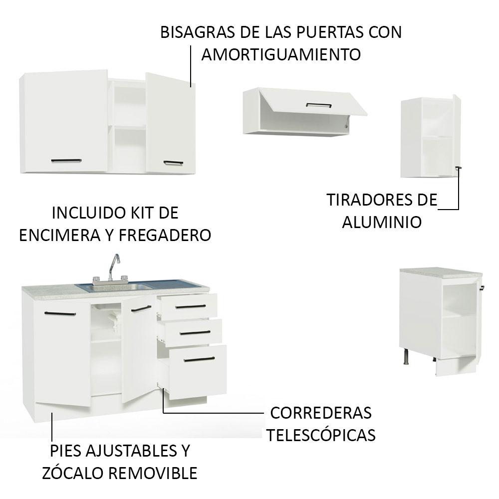 Foto 5 pulgar | Cocina Integral Madesa Agata Blanco con Accesorios 240 x 60cm