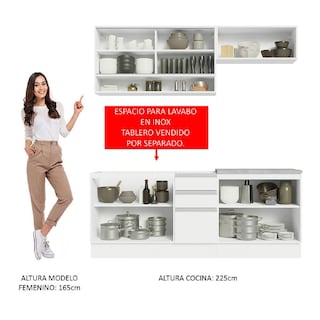 Foto 4 | Cocina Integral Madesa Glamy Sin Mesón de Acero 200 Cm