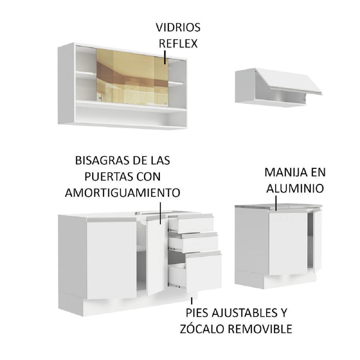 Foto 6 pulgar | Cocina Integral Madesa Glamy Sin Mesón de Acero 200 Cm