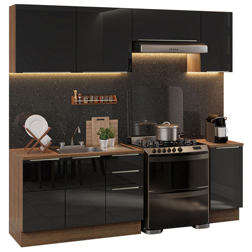 Foto 2 pulgar | Cocina Integral 240cm Lux Marrón/Negro con Accesorios Incluidos