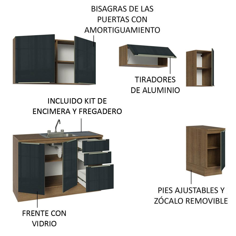 Foto 5 pulgar | Cocina Integral 240cm Lux Marrón/Negro con Accesorios Incluidos