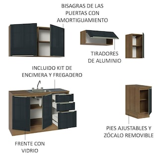Foto 4 | Cocina Integral 240cm Lux Marrón/Negro con Accesorios Incluidos