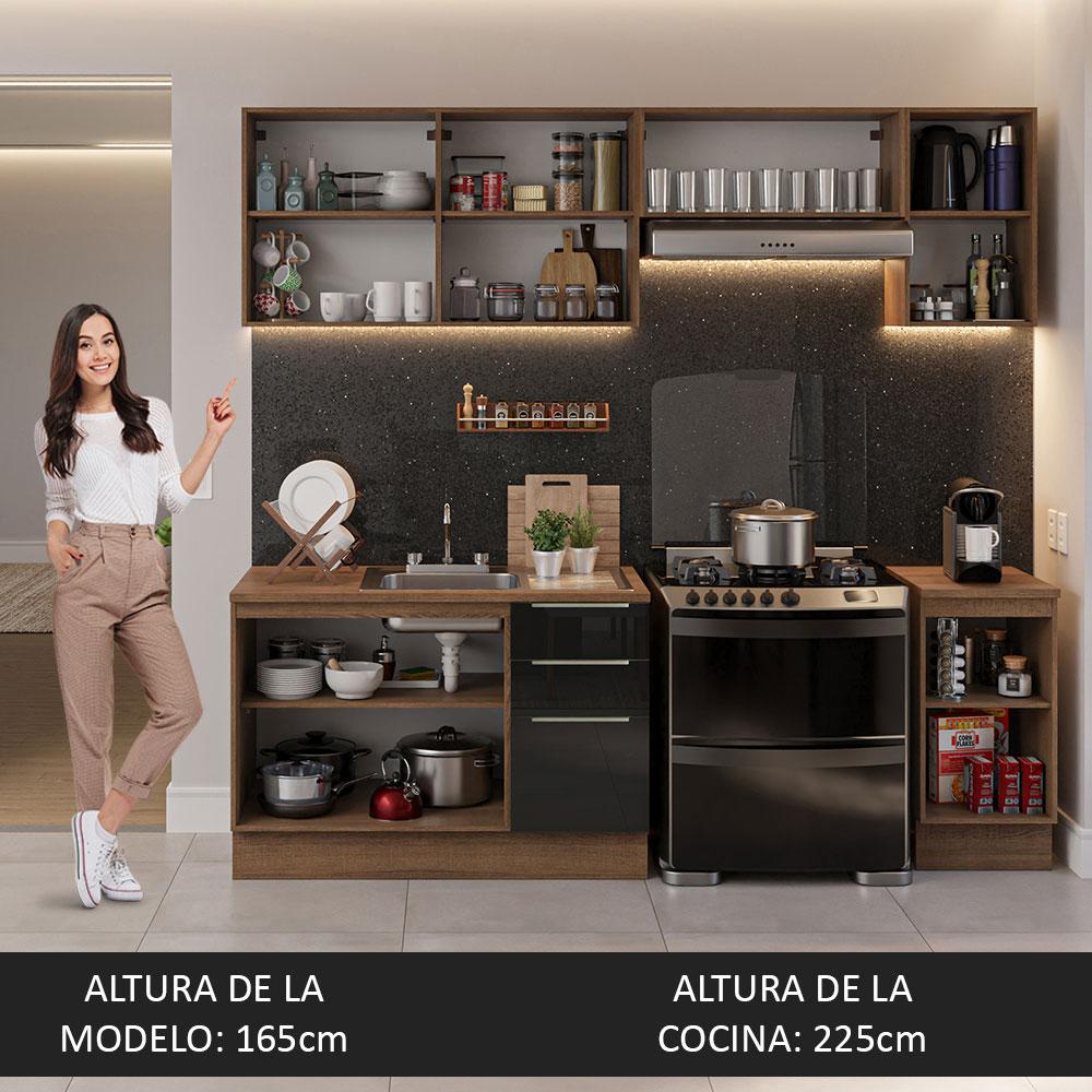 Foto 6 pulgar | Cocina Integral 240cm Lux Marrón/Negro con Accesorios Incluidos