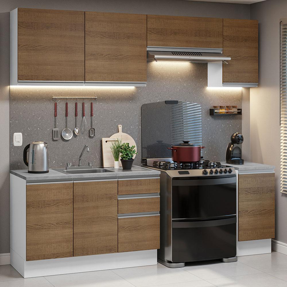 Foto 2 | Cocina Integral Glamy Blanco/Marrón 240cm con Accesorios y Tarja Incluida