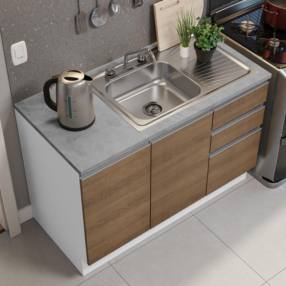 Foto 7 | Cocina Integral Glamy Blanco/Marrón 240cm con Accesorios y Tarja Incluida