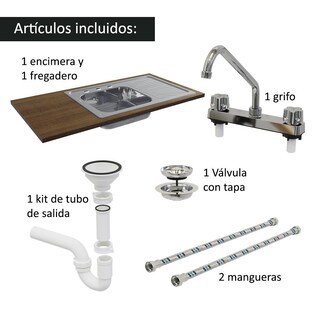 Foto 6 | Cocina Integral Con Accesorios 240 X 60cm Ágata Marrón/Crema