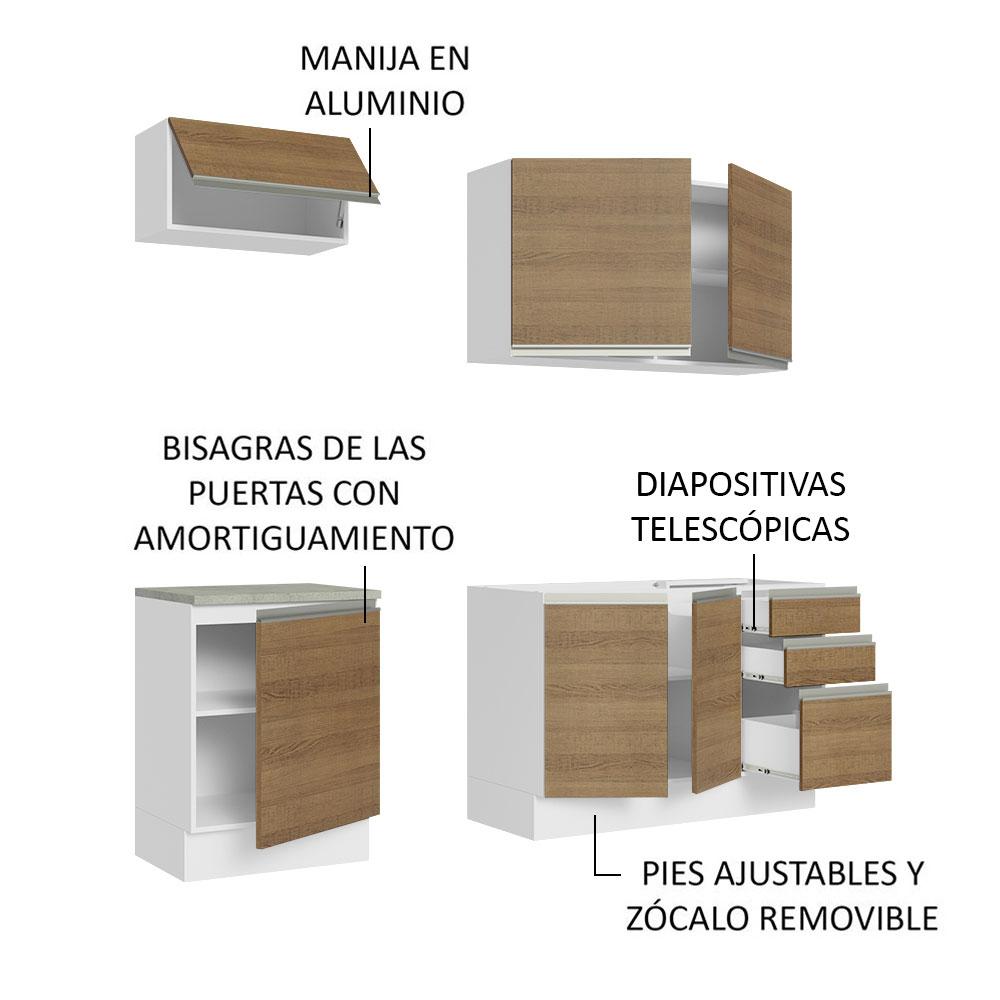 Foto 5 | Cocina Integral Con Fregadero 180cm Glamy Madesa 13 Blanco/Marrón