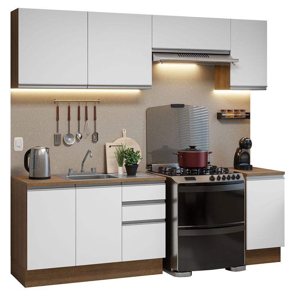 Cocina Integral Con Accesorios 240 cm Glamy Marrón/Blanco