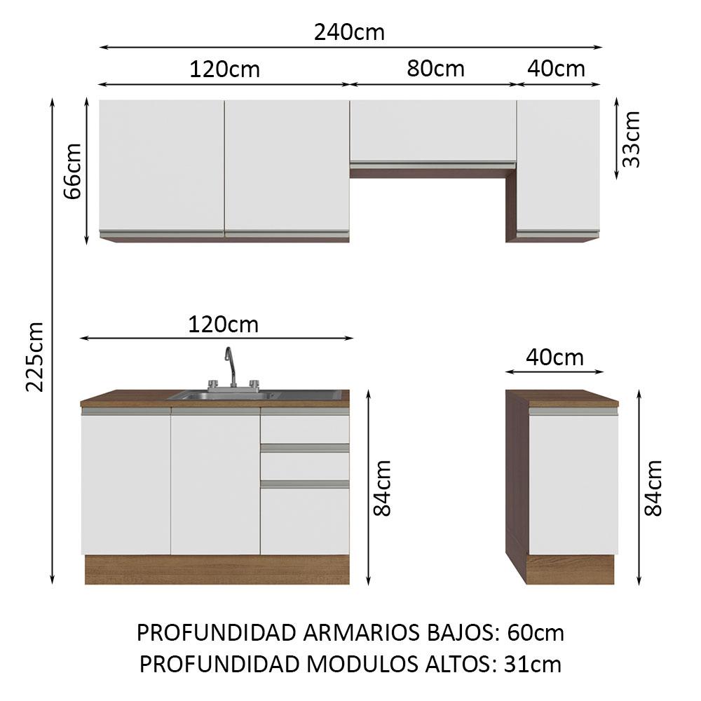 Foto 4 pulgar | Cocina Integral Con Accesorios 240 cm Glamy Marrón/Blanco