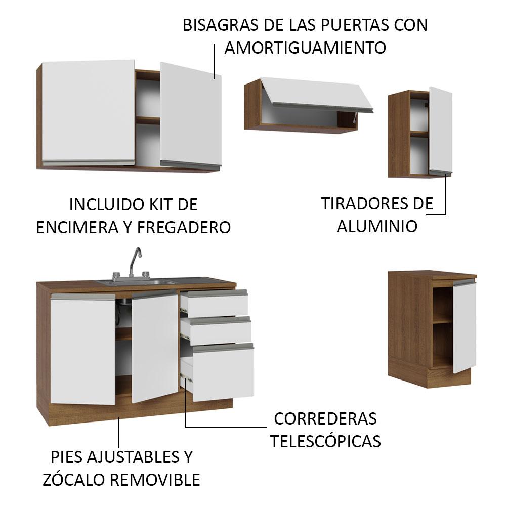 Foto 5 pulgar | Cocina Integral Con Accesorios 240 cm Glamy Marrón/Blanco