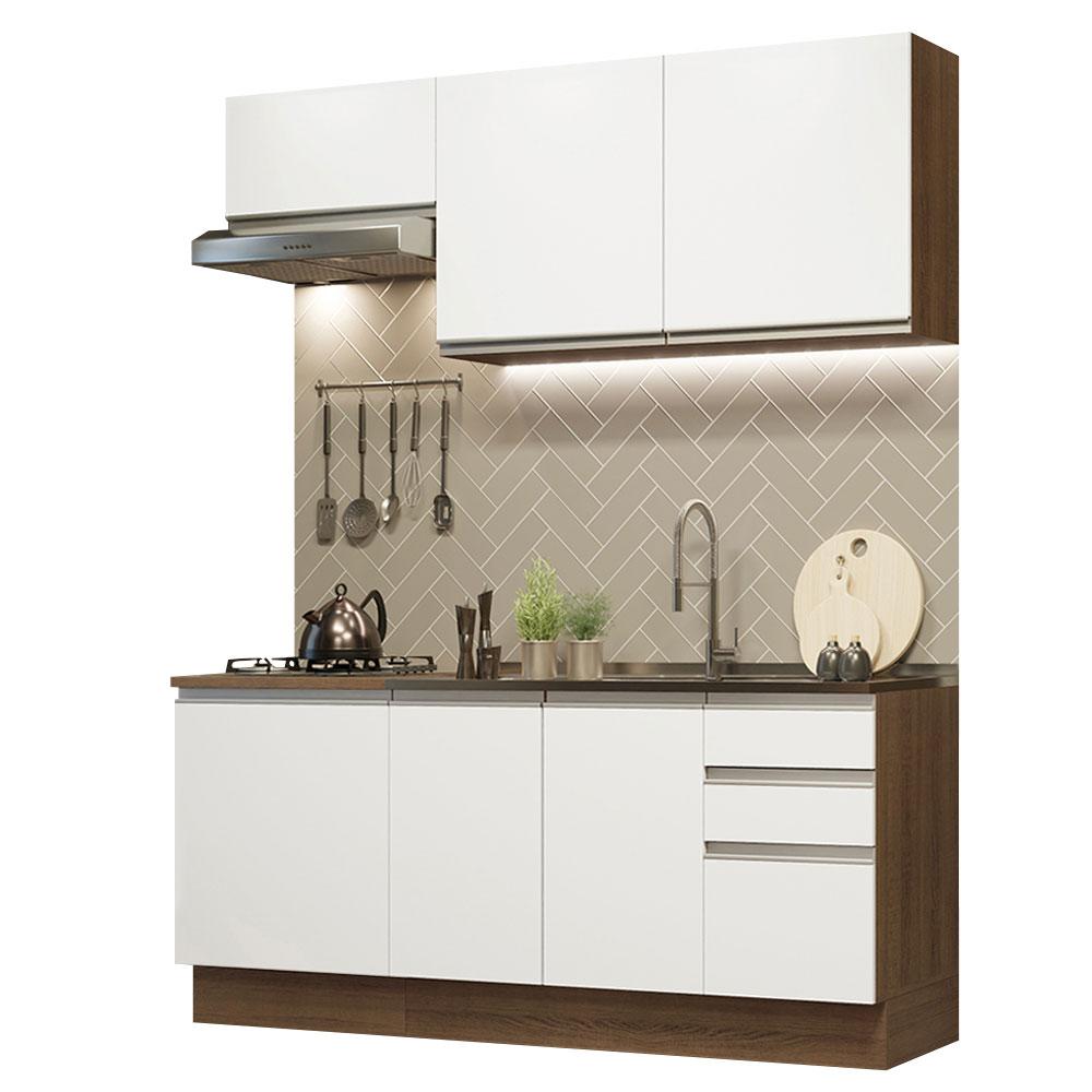 Cocina Integral Con Fregadero 180 cm Glamy Madesa 13 Marrón/blanco