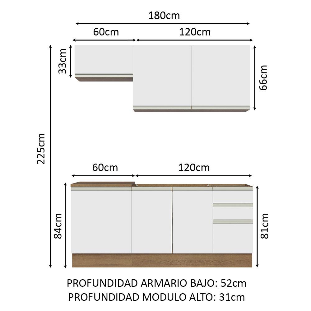 Foto 4 | Cocina Integral Con Fregadero 180 cm Glamy Madesa 13 Marrón/blanco