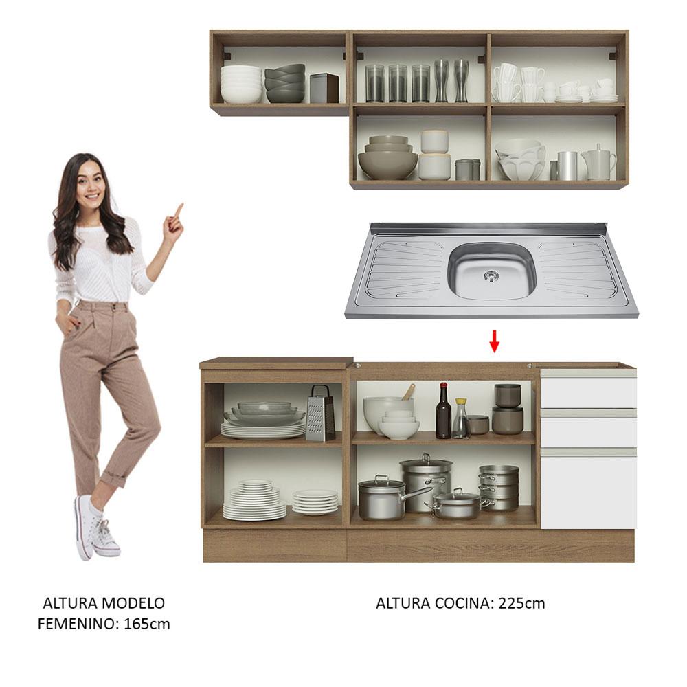 Foto 7 pulgar | Cocina Integral Con Fregadero 180 cm Glamy Madesa 13 Marrón/blanco