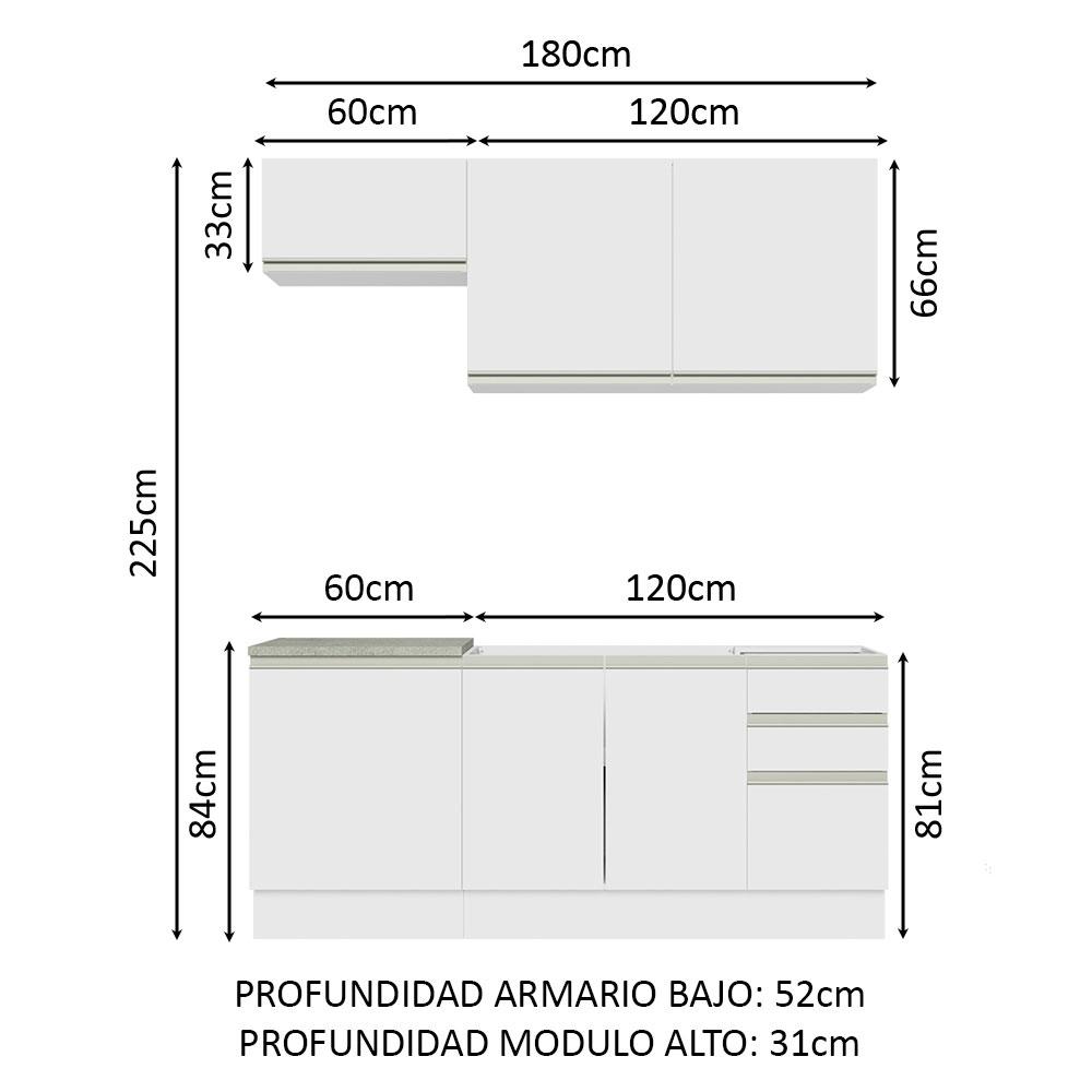 Foto 5 pulgar | Cocina Integral con Fregadero 180 cm Glamy Madesa 13 Blanco