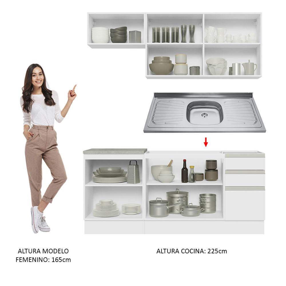 Foto 7 pulgar | Cocina Integral con Fregadero 180 cm Glamy Madesa 13 Blanco