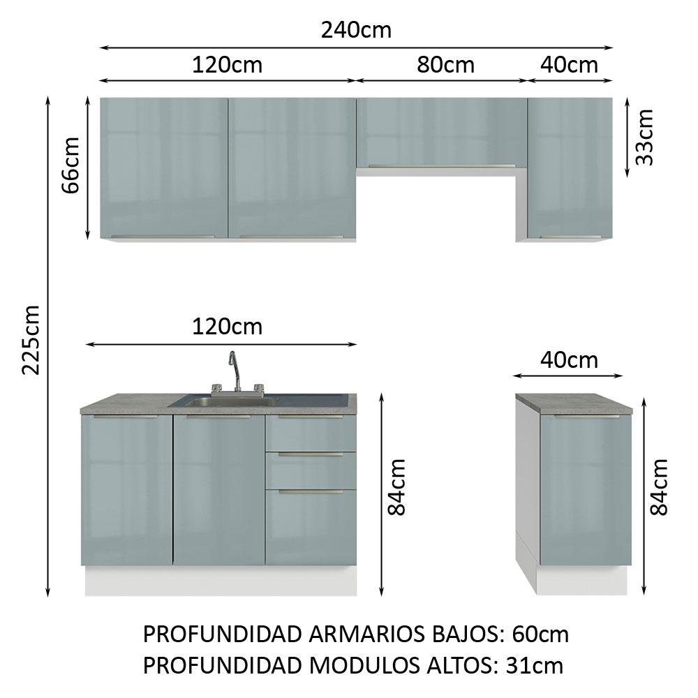 Foto 4 pulgar | Cocina Integral con Accesorios 240 cm Lux Blanco/Gris