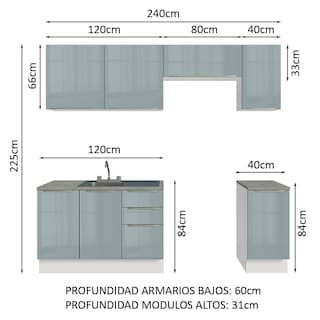 Foto 3 | Cocina Integral con Accesorios 240 cm Lux Blanco/Gris