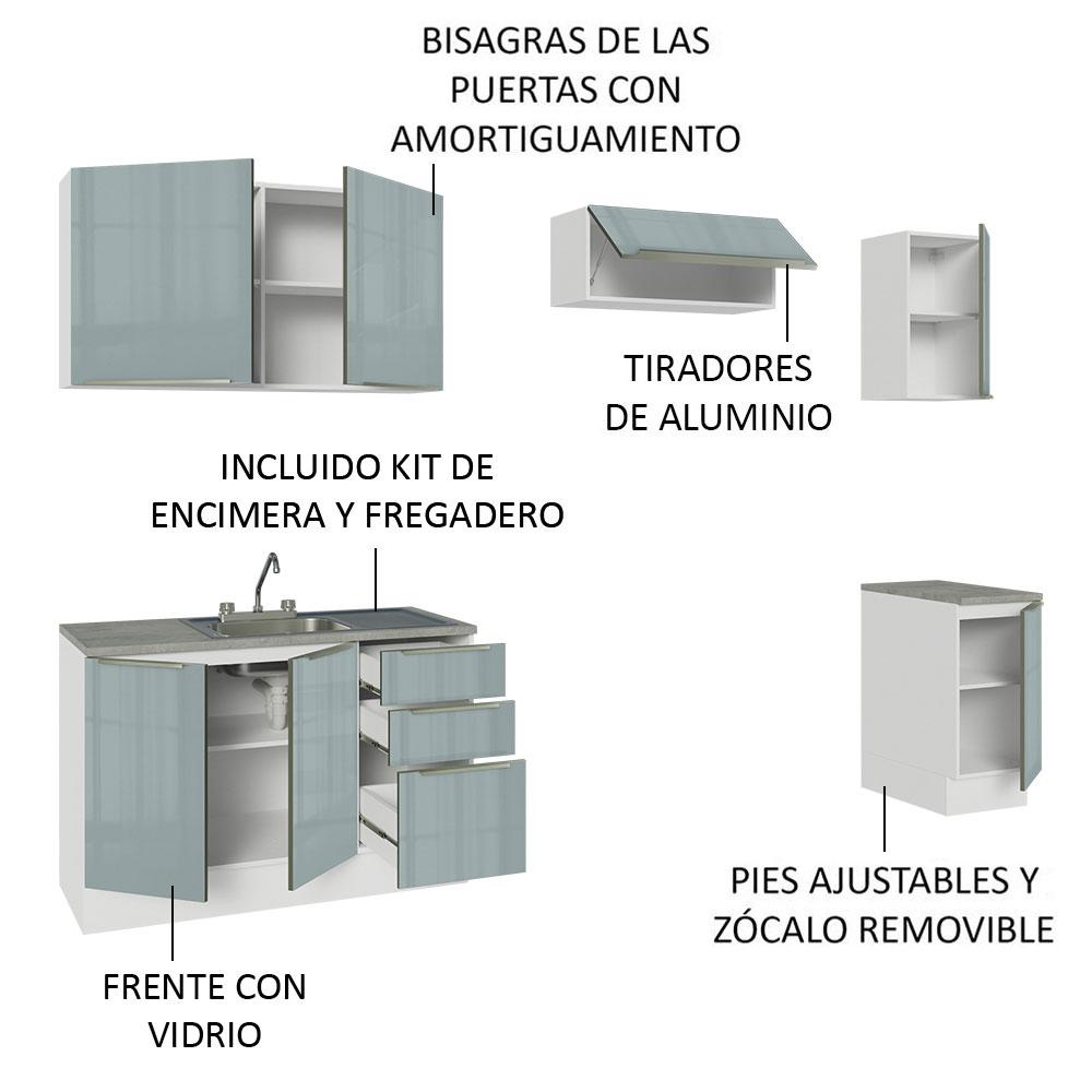 Foto 5 pulgar | Cocina Integral con Accesorios 240 cm Lux Blanco/Gris