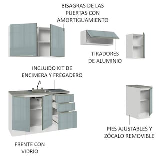 Foto 4 | Cocina Integral con Accesorios 240 cm Lux Blanco/Gris