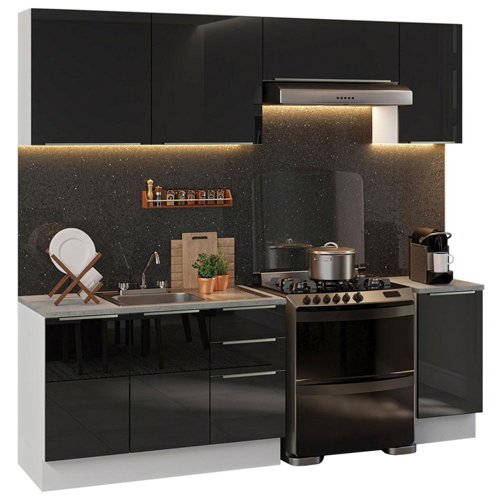 Cocina Integral Con Acessorios 240cm Lux Blanco/negro