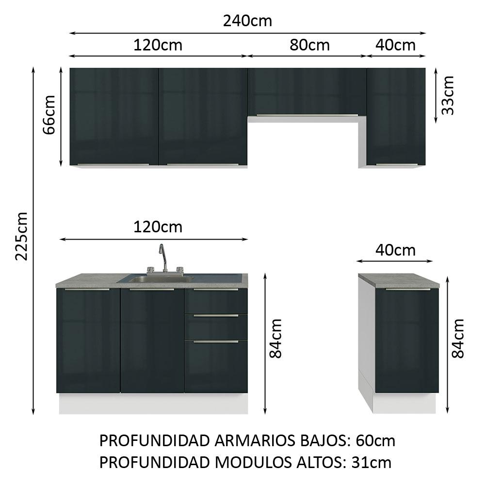 Foto 3 | Cocina Integral Con Acessorios 240cm Lux Blanco/negro