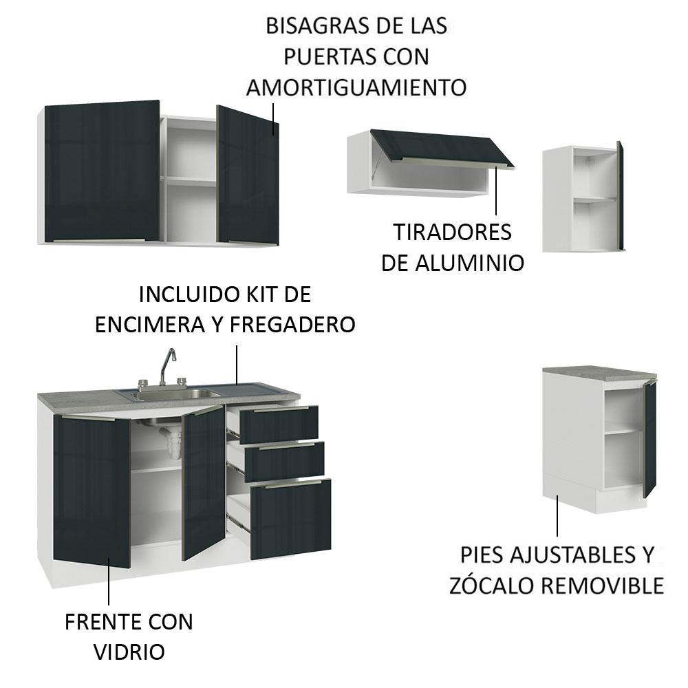 Foto 4 | Cocina Integral Con Acessorios 240cm Lux Blanco/negro