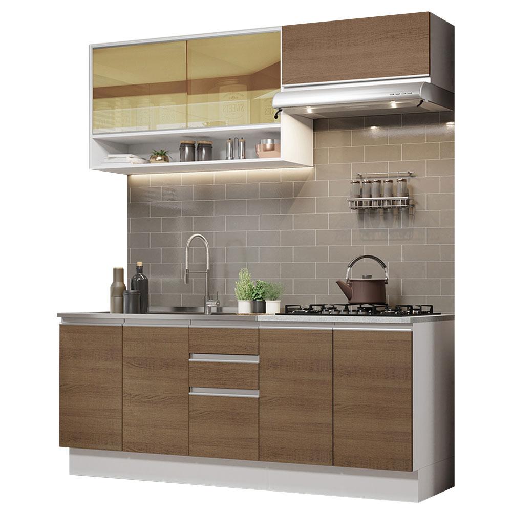 Cocina Integral con Fregadero 200 cm Glamy Madesa 09 Blanco/Marrón