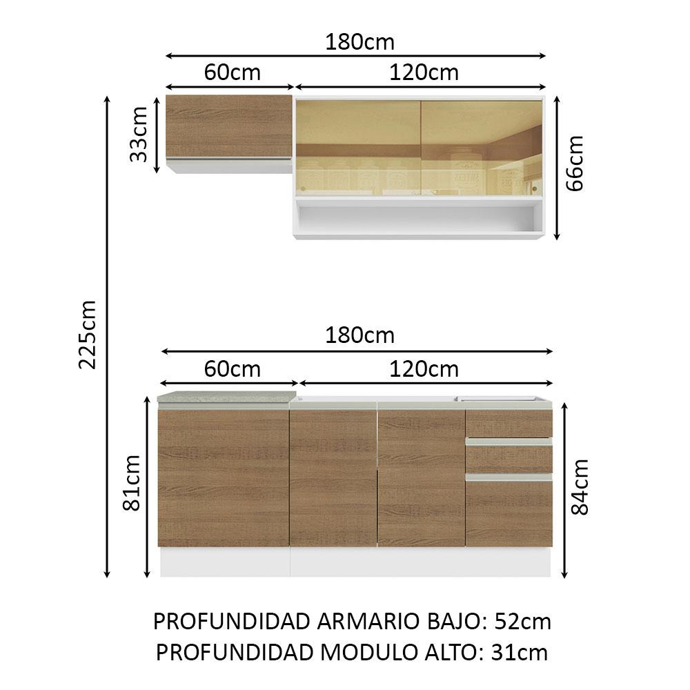 Foto 4 pulgar | Cocina Integral Modular Glamy Madesa 180cm Br 08