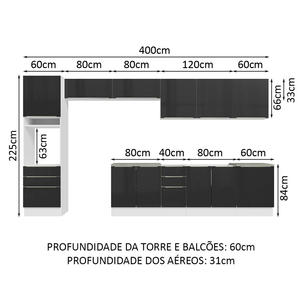 Foto 4 pulgar | Cocina Integral Modular Madesa Lux 400cm Bn