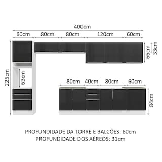 Foto 3 | Cocina Integral Modular Madesa Lux 400cm Bn