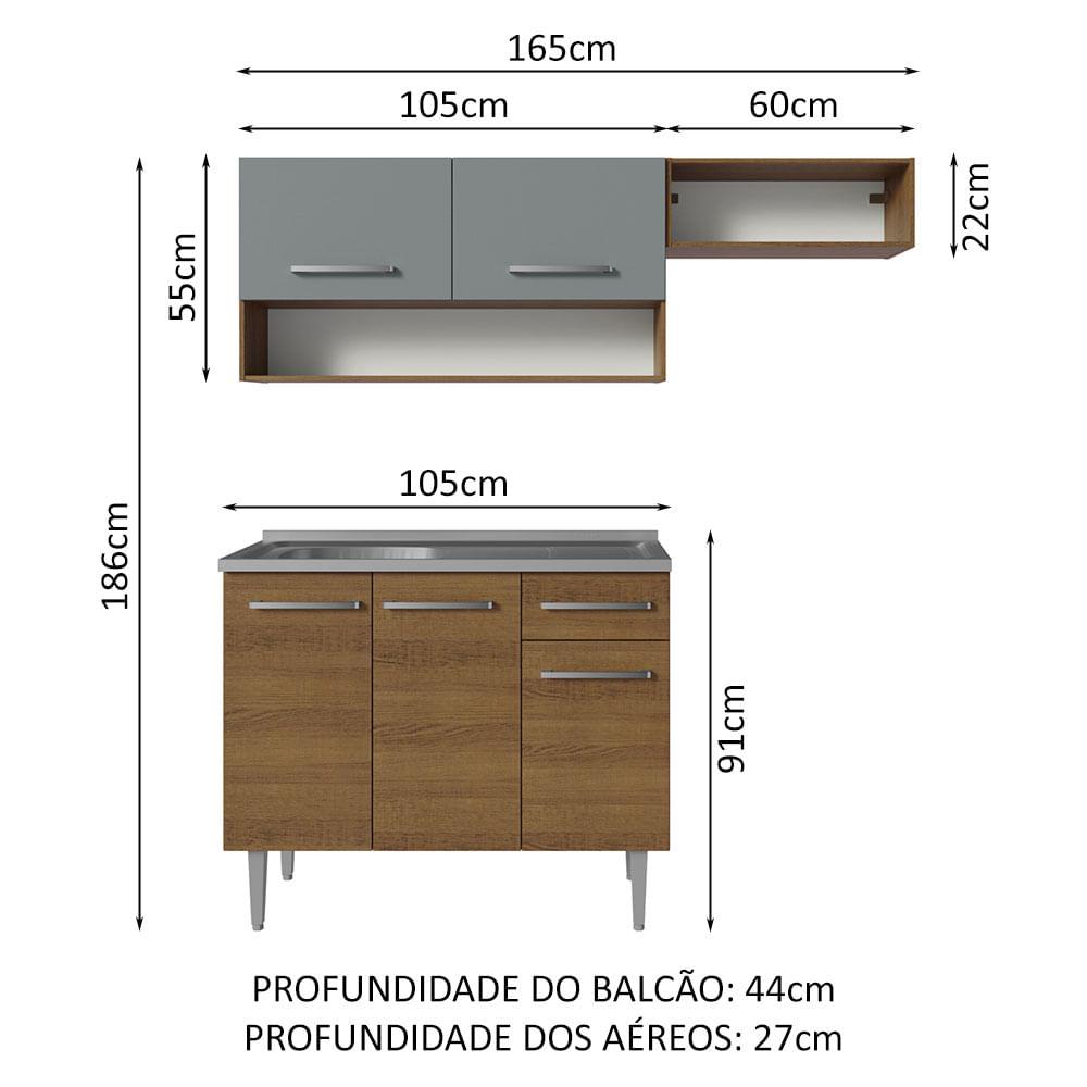 Foto 4 pulgar | Cocina Integral Madesa Emily de 165 cm