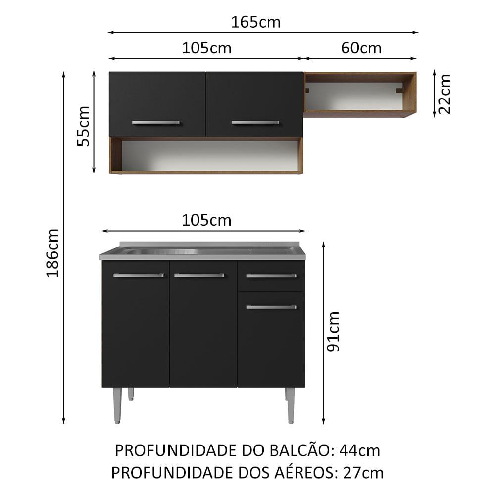 Foto 4 pulgar | Cocina Integral Modular 165cm con Tarja Mm/nn Emilly Madesa 09 Mn