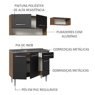Foto 4 | Cocina Integral Modular 165cm con Tarja Mm/nn Emilly Madesa 09 Mn
