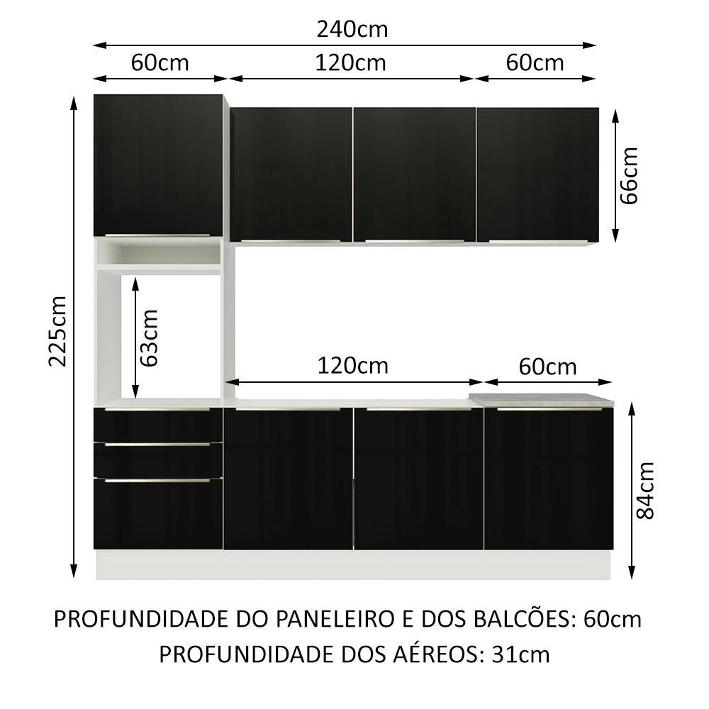 Foto 3 | Gabinete de Cocina Integral Completa Madesa  240 cm Lux Blanco/Negro 03