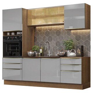 Foto 1 | Gabinete de Cocina Integral Completa Madesa 240 Cm Lux Rústico/gris 02
