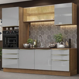 Foto 2 | Gabinete de Cocina Integral Completa Madesa 240 Cm Lux Rústico/gris 02