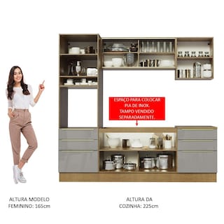 Foto 5 | Gabinete de Cocina Integral Completa Madesa 240 Cm Lux Rústico/gris 02