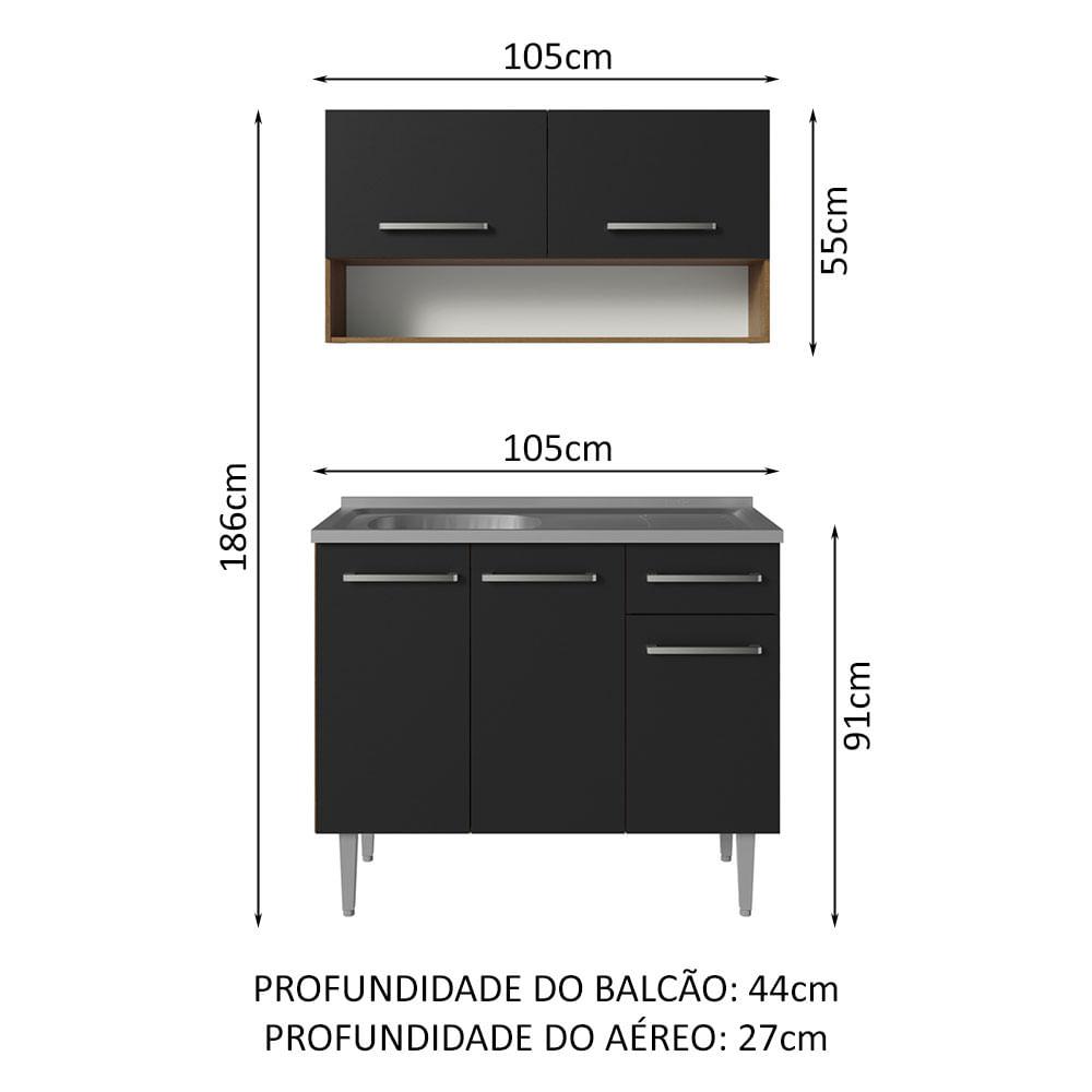 Foto 4 pulgar | Cocina Integral Modular 105cm con Tarja Mm/nn Emilly Madesa 04 Mn