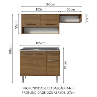 Foto 3 | Cocina Integral Modular 165cm Con Tarja Mm Emilly Madesa 09 Mm